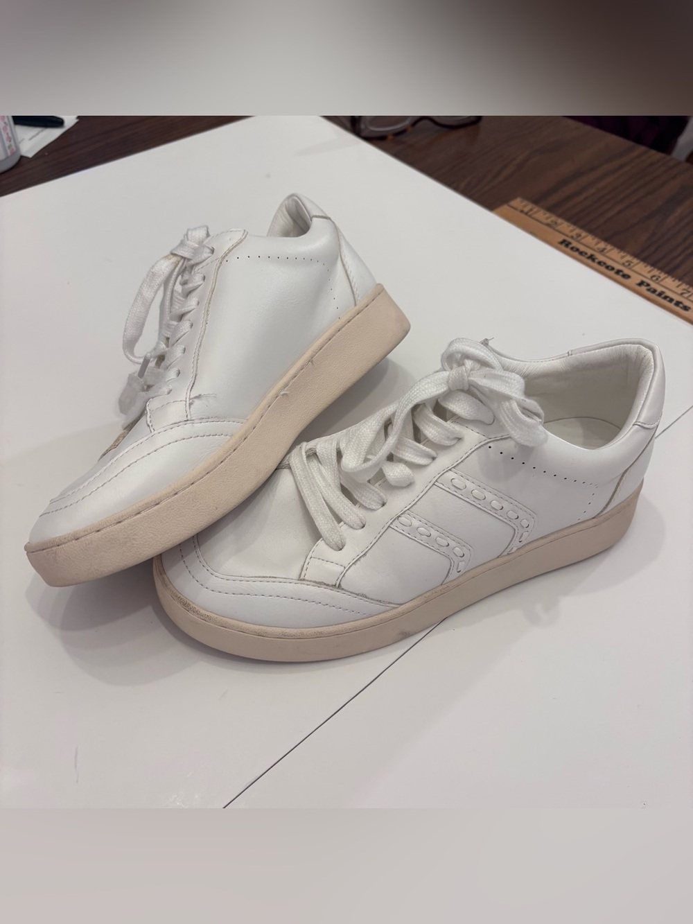 Women’s White Leather Platform Lace-Up Sneakers
